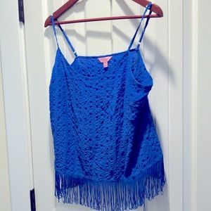 Lilly Pulitzer Spaghetti Strap Tank with Fringe Bottom